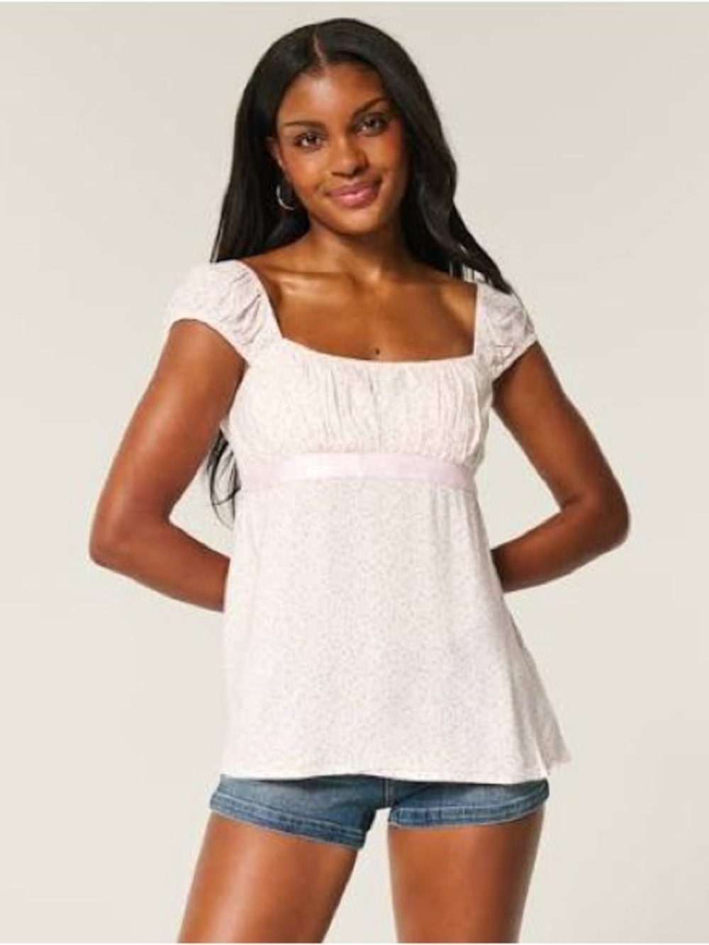 Hollister Satin Tie Babydoll Top Pink